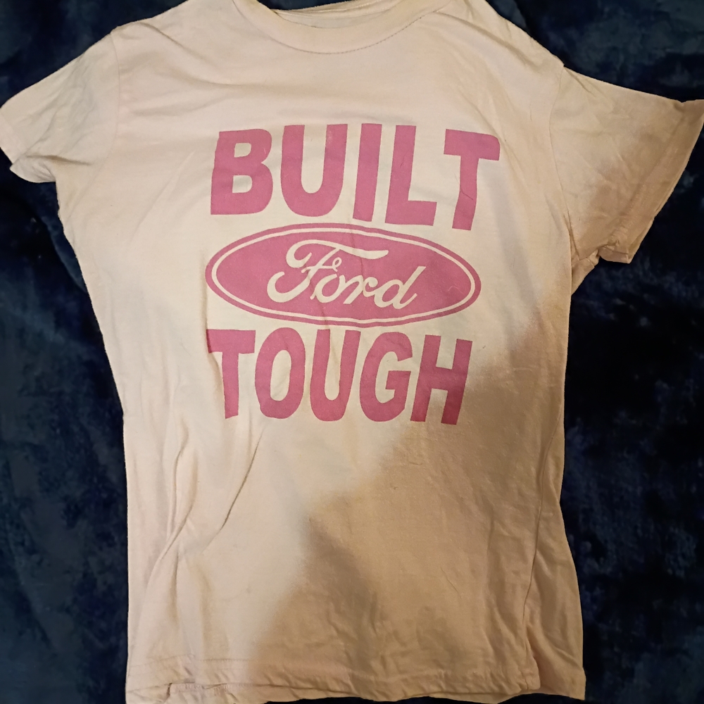 Ford Women's Cream and Pink Graphic Tee